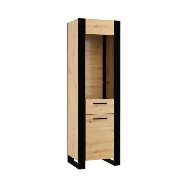 Donnely - Vitrine - Bois Et Noir - 188 Cm