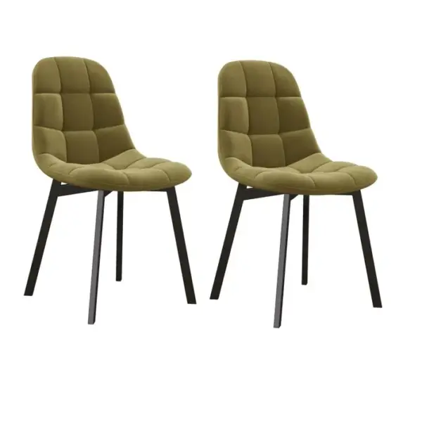 Stellia-chaise En Velours Olive Et Métal Noir (x2)