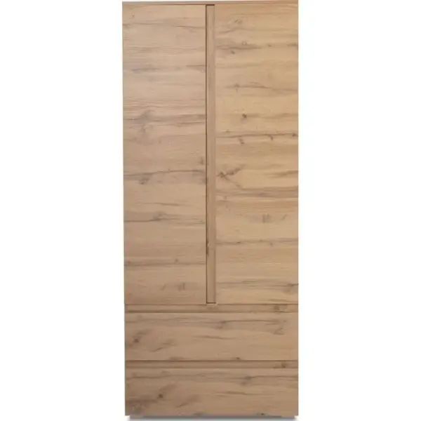 Vaisselier 2 Portes 2 Tiroirs Effet Chêne 80 Cm - Medea