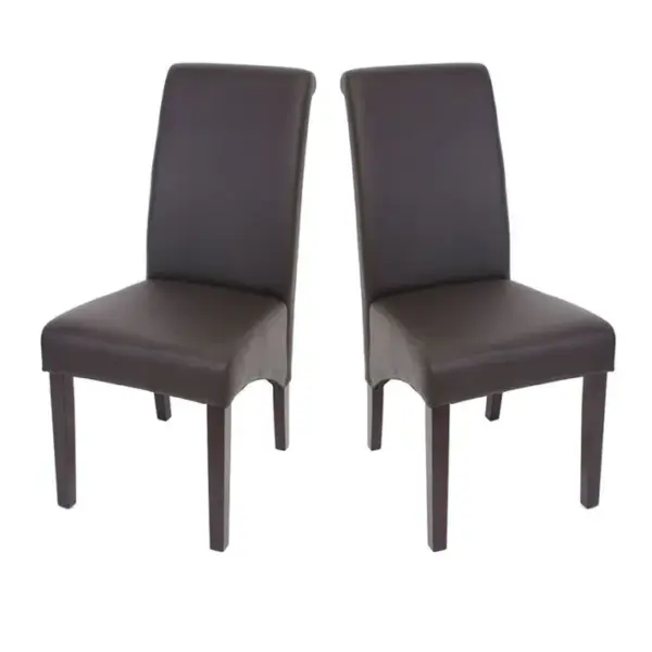 2x Chaise De Salle à Manger M37 Similicuir Mat Marron Pieds Foncés