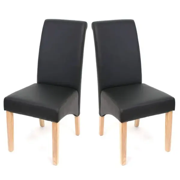 2x Chaise De Séjour M37, Simili-cuir Mat, Noir/pieds Clairs