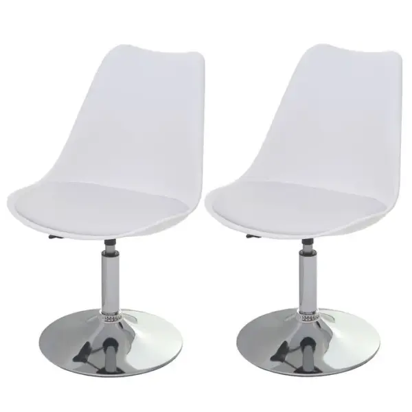 2x Chaise Pivotante Malmö T501, Réglable En Hauteur, Similicuir ~ Blanc