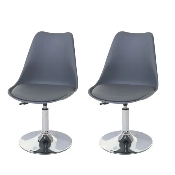 2x Chaise Pivotante Malmö T501, Réglable En Hauteur, Similicuir ~ Gris Foncé