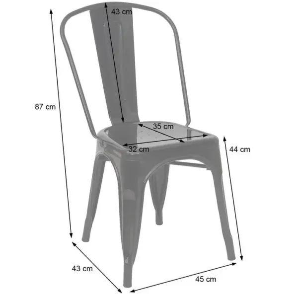 4x Chaise De Bistro Hwc-a73, Chaise Empilable, Métal, Design Industriel ~ Blanc