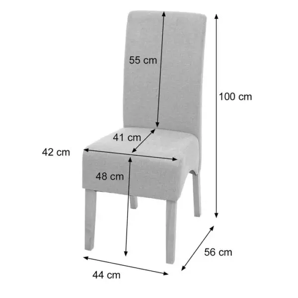 2x Chaise De Salle À Manger Latina Tissu Textile Gris Foncé Pieds Clairs