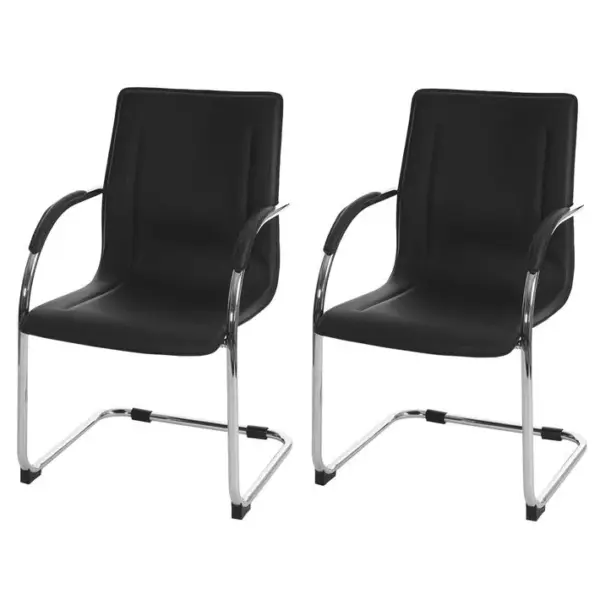 2x Chaise De Salle à Manger Samara Pvc Acier Noir