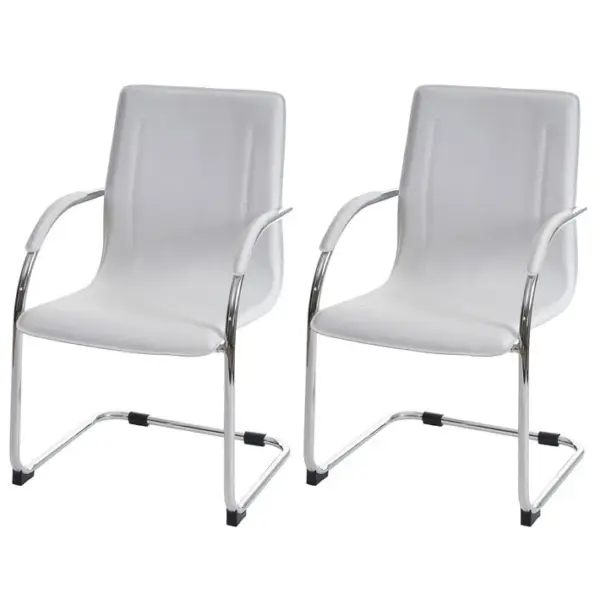 2x Chaise De Salle À Manger Samara Pvc Acier Blanc