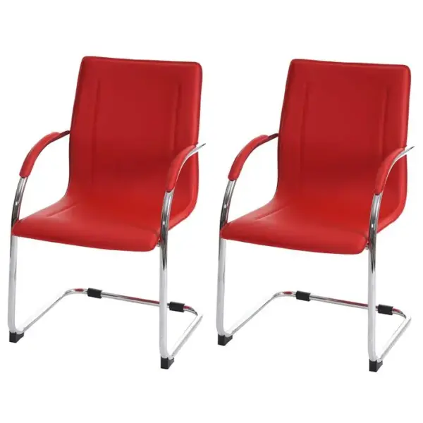 2x Chaise De Salle à Manger Samara Pvc Acier Rouge