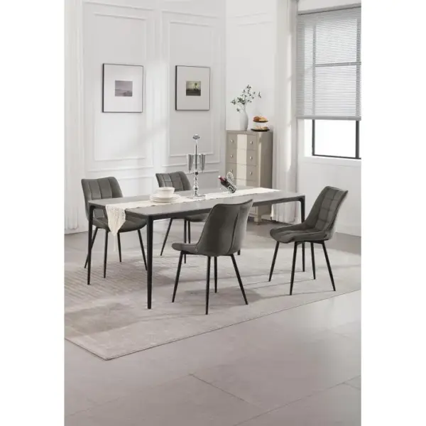 2x Chaises De Salle à Manger Chaise De Cuisine Siège En Velours Pieds En Métal Gris Foncé