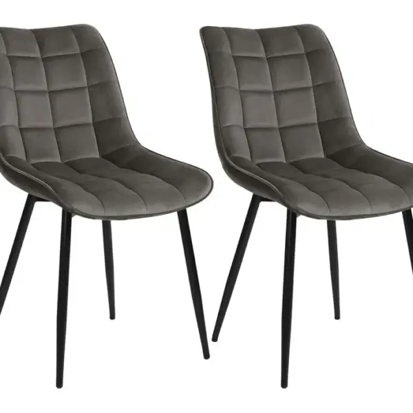 2x Chaises De Salle à Manger Chaise De Cuisine Siège En Velours Pieds En Métal Gris Foncé