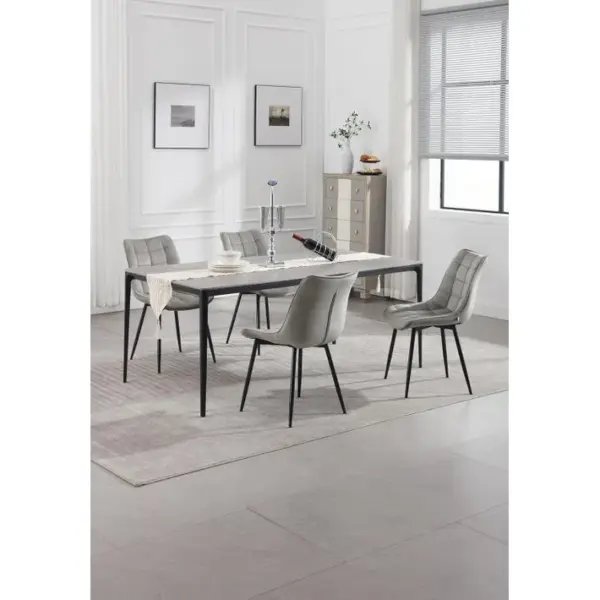 2x Chaises De Salle à Manger Chaise De Cuisine Siège En Velours Pieds En Métal Gris Clair