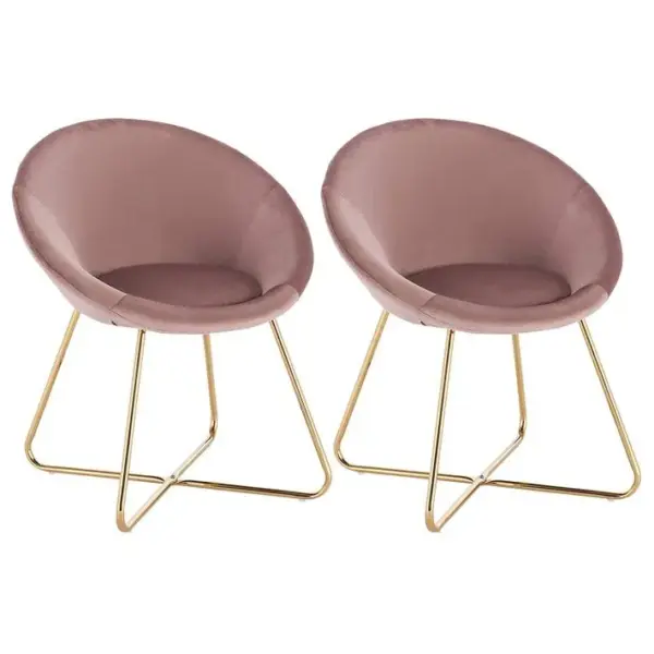 2xchaises De Salle à Manger Siège En Velours Fauteuil De Salon Pieds en Métal Rose