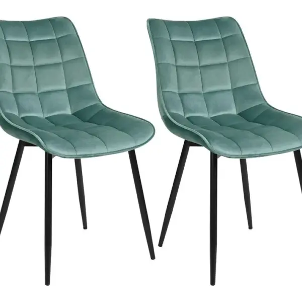 2x Chaises De Salle à Manger Chaises De Cuisine Siège En Velours Pieds En Métal Vert Turc