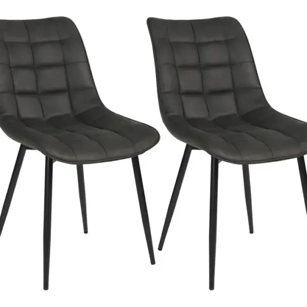 2x?Chaises De Salle à Manger Siège En Tissu Simili-cuir Chaises De Cusine Pieds En Métal Noir