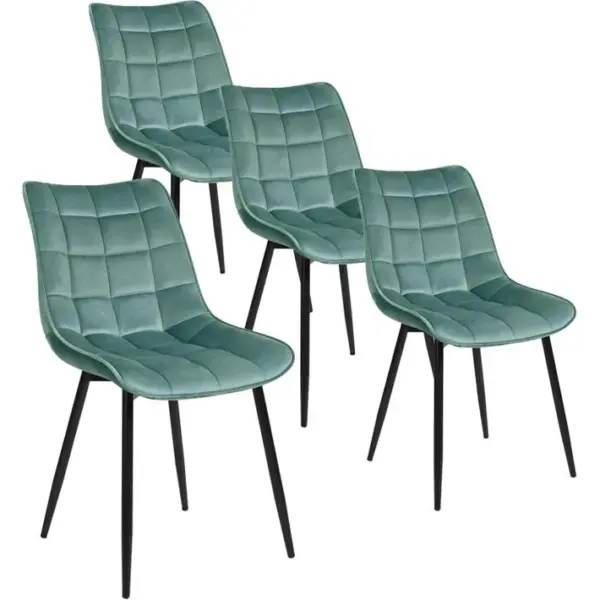 4x Chaises De Salle à Manger Chaises De Cuisine Siège En Velours Pieds En Métal Vert Turc