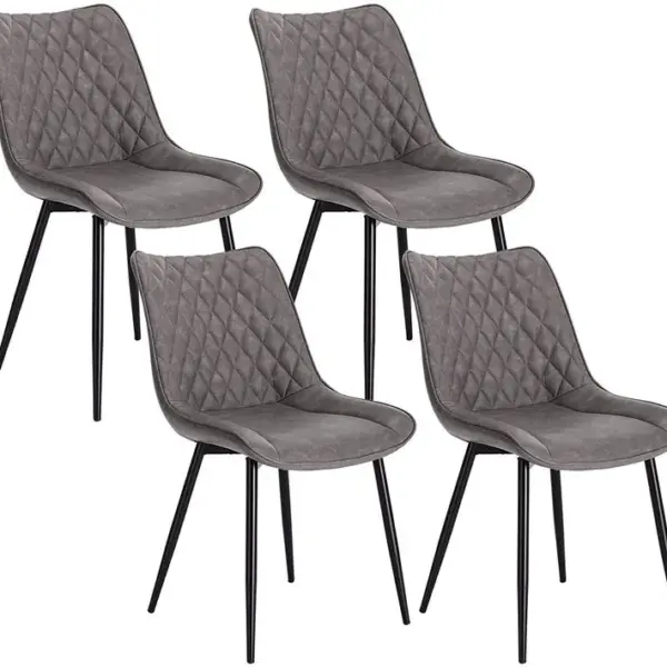 4xchaises De Salle à Manger En Similicuir - 46x40 5x85 5cm - + Métal - Gris Foncé