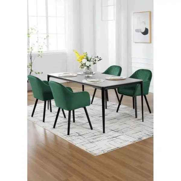 4x Chaises De Salle À Manger En Velours vert Foncé