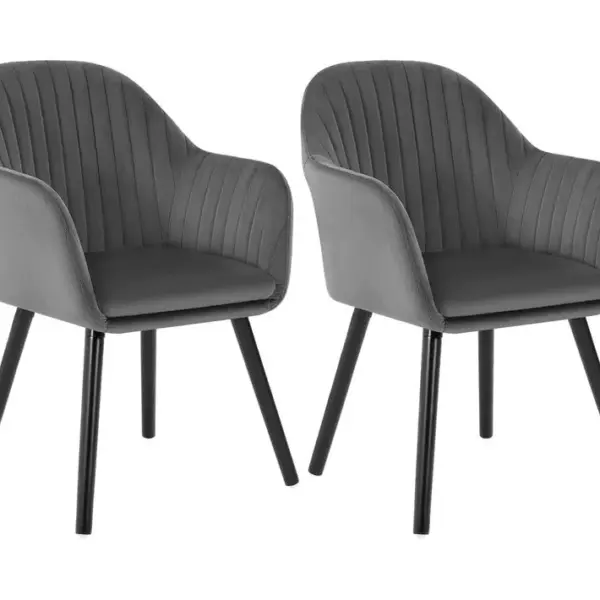 2x Chaises De Salle À Manger Gris Foncé