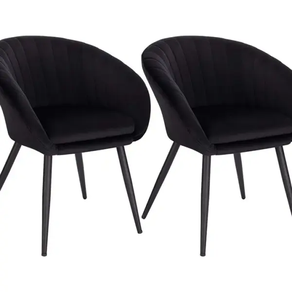 2xchaises De Salle à Manger Chaise De Réunion En Velours Et Métal Chaise De Cuisine Noir