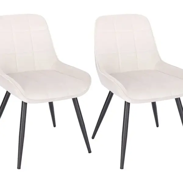 2x Chaises De Salle à Manger-chaises Relaxantes En Velours-ergonomiques Avec Dossier-crème Blanc