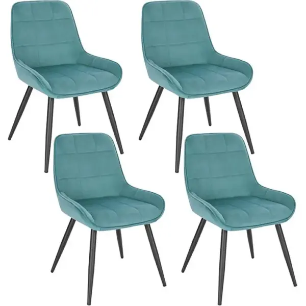 4x Chaises De Salle À Manger-chaises Relaxantes En Velours-ergonomiques Avec Dossier-vert Turc