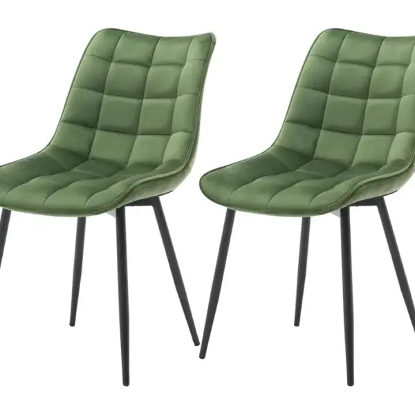 2x Chaises De Salle à Manger Chaise De Cuisine Siège En Velours Pieds En Métal Vert