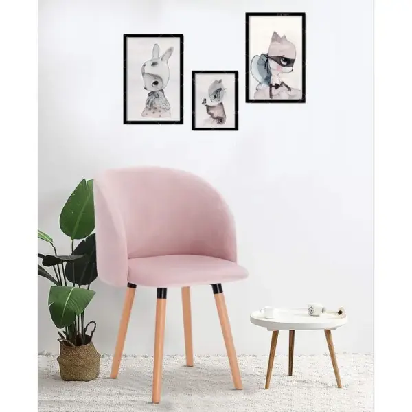 2x Chaise De Salle à Manger,chaise De Cuisine Rembourrée Assise En Velours,rose