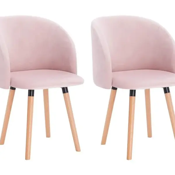 2x Chaise De Salle à Manger,chaise De Cuisine Rembourrée Assise En Velours,rose