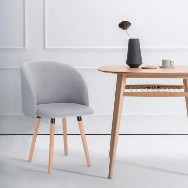 2x Chaises De Salle à Manger,chaise De Cuisine Rembourrée En Velours,pieds En Bois Massif,gris