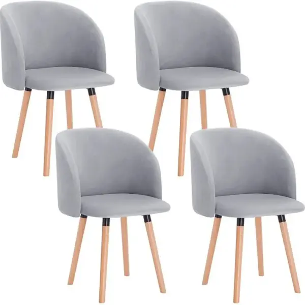 4x Chaise De Cuisine En Velours Fauteuil De Repas Salle à Manger Scandinave Gris