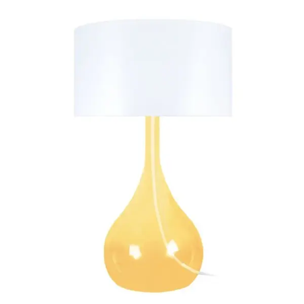 Lampe De Salon Tosel Treviso Tissu Vase Jaune D 45 X H 66 Cm