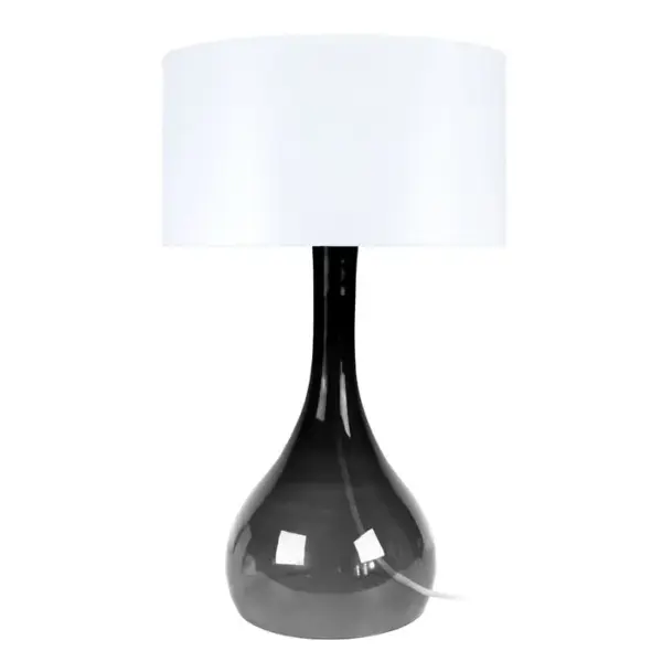 Lampe De Salon Tosel Treviso Tissu Vase Grisé D 45 X H 66 Cm