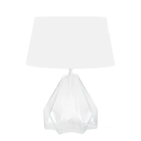 Lampe De Salon Tosel Helsinki Tissu Géométrique Citron D 40 X H 54 Cm