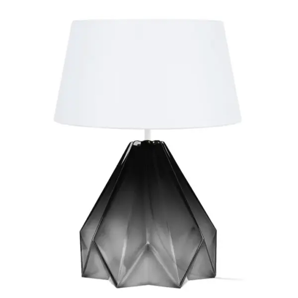 Lampe De Salon Tosel Helsinki Tissu Géométrique Blanco D 40 X H 54 Cm