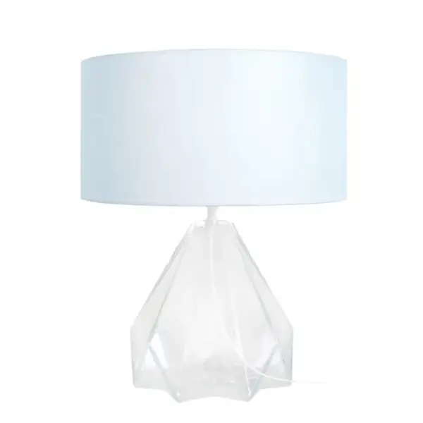 Lampe De Salon Tosel Helsinki Tissu Géométrique Crème D 40 X H 53 Cm