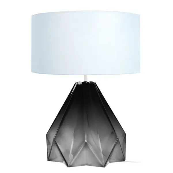 Lampe De Salon Tosel Helsinki Tissu Géométrique Gris D 40 X H 53 Cm