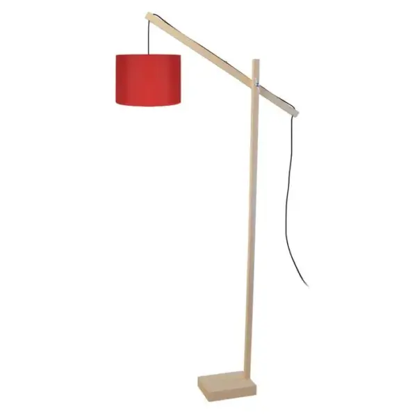 Lampadaire Liseuse Tosel Enkel Tissu Articulé Rose D 80 X H 180 Cm