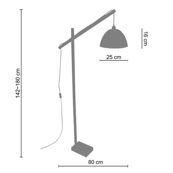 Lampadaire Liseuse Tosel Enkel Métal Articulé Taupe D 80 X H 180 Cm