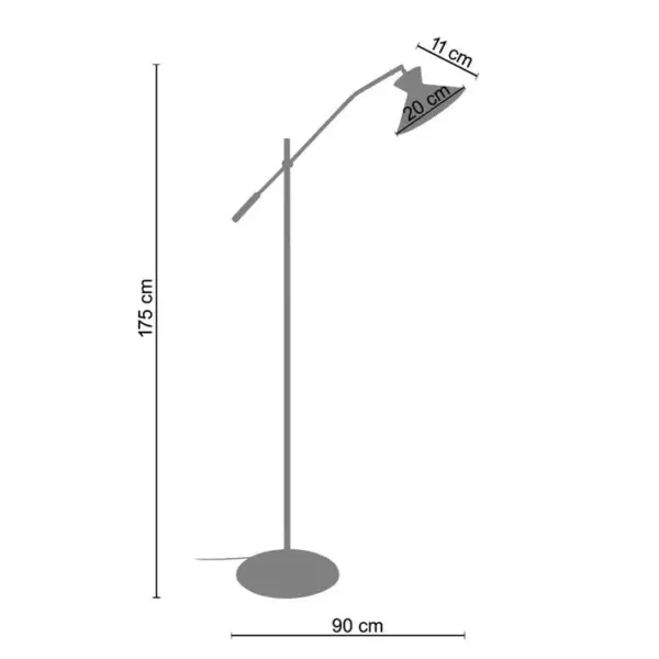 Lampadaire Liseuse Tosel Leeds Métal Articulé Gris D 90 X H 175 Cm