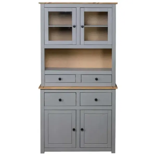 Buffet Haut Gris 93x40,5x180 Cm Pin Gamme Panama