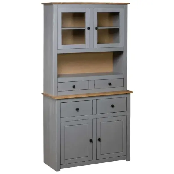 Buffet Haut Gris 93x40,5x180 Cm Pin Gamme Panama