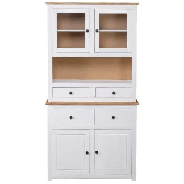 Buffet Haut Blanc 93x40,5x180 Cm Pin Gamme Panama