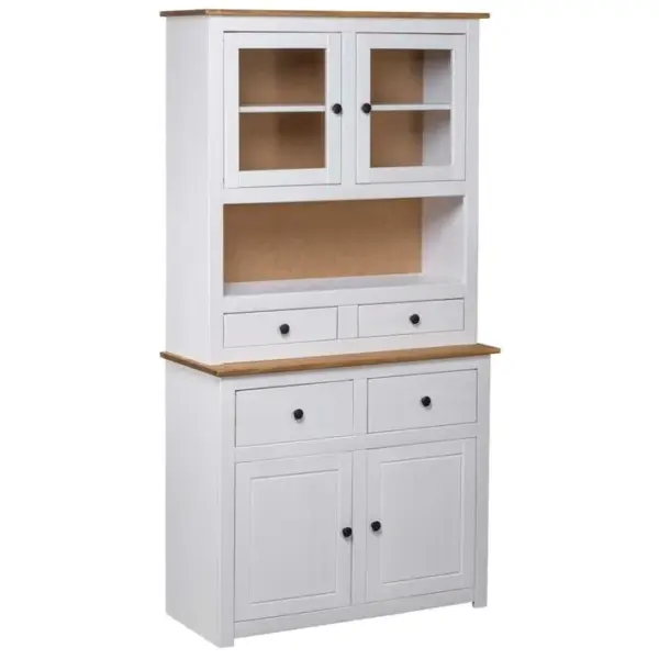 Buffet Haut Blanc 93x40,5x180 Cm Pin Gamme Panama