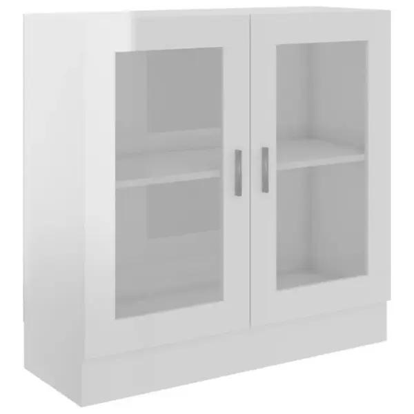 Vitrine, Buffet, Meuble De Rangement Blanc Brillant 82,5x30,5x80cm Bois Ingénierie