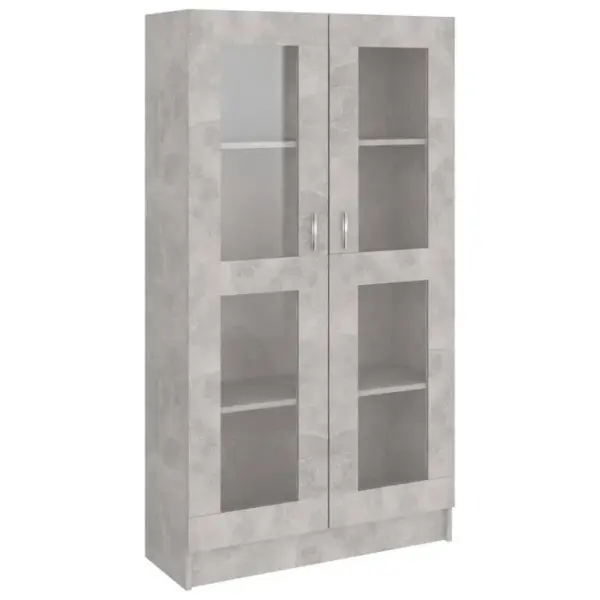 Vitrine, Buffet, Meuble De Rangement Gris Béton 82,5x30,5x150 Cm Bois Dingénierie