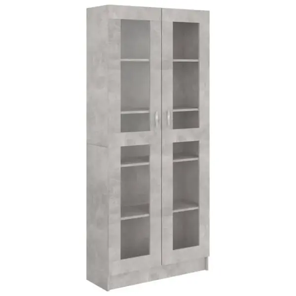 Vitrine, Buffet, Meuble De Rangement Gris Béton 82,5x30,5x185,5 Cm Bois Ingénierie