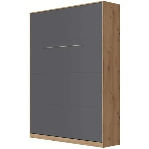 Armoire Lit Escamotable 140x200 cm Mural Supérieur Vertical Chêne Sauvage/anthracite