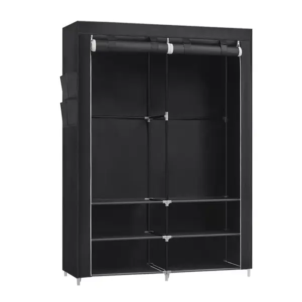 Armoire Chambre En Tissu, Porte-vêtements, 45 X 127 X 176 Cm Cm, 2 Compartiments De Suspension, Noir