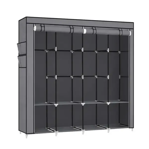 Armoire Chambre En Tissu, Porte-vêtements, 45 X 170 X 167 Cm, 4 Compartiments De Suspension, Gris