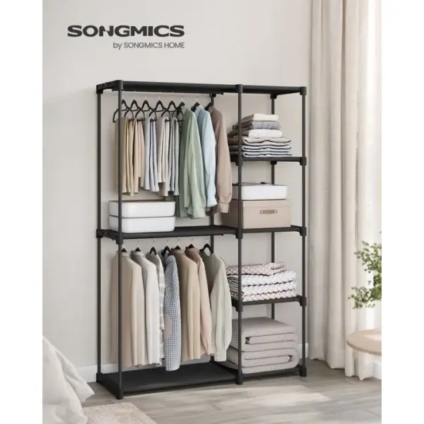 Armoire De Rangement, Avec Barres De Suspension, Organisateur, 43 X 124 X 182 Cm, Noir